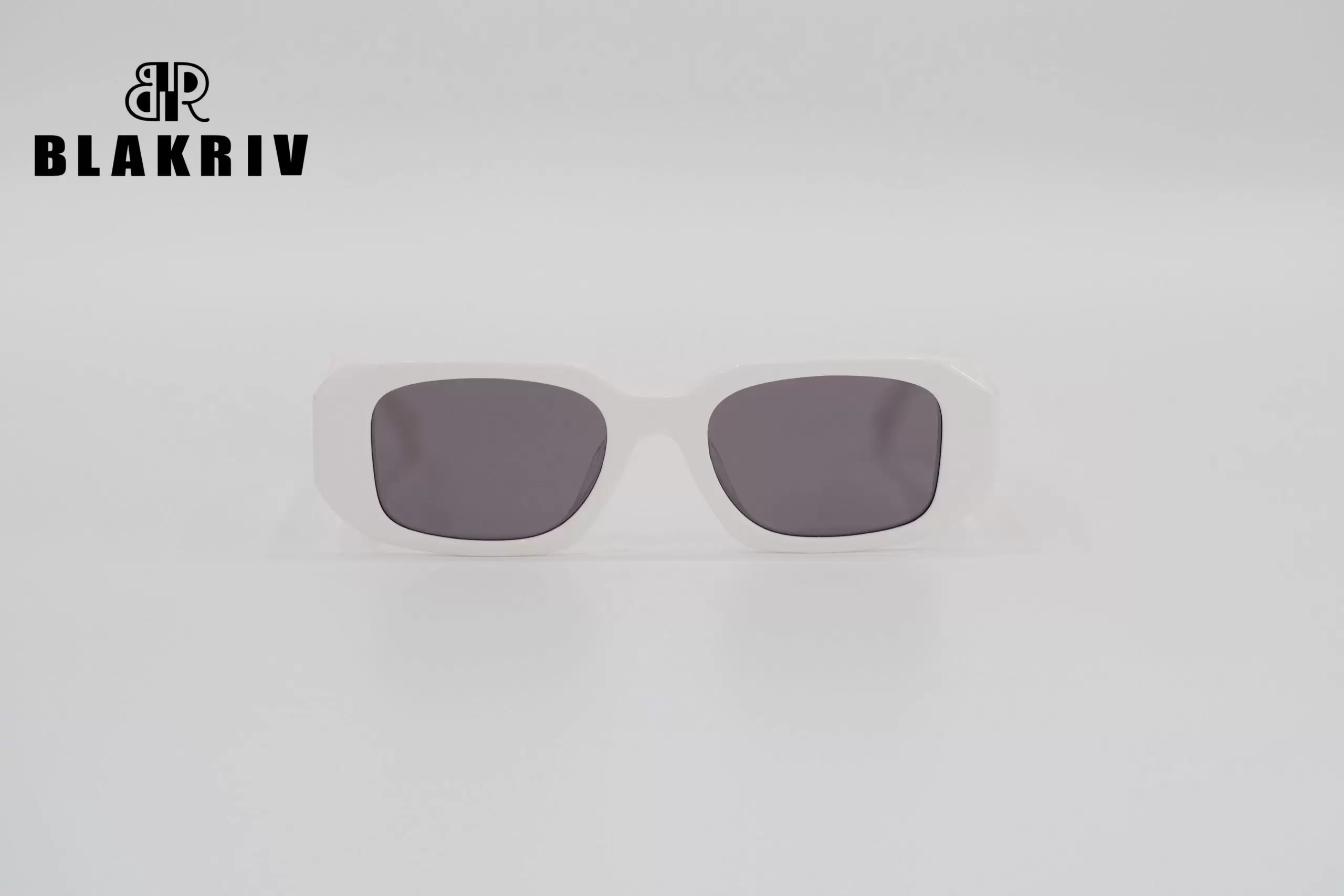 BlakRiv Logo White Rectangle Women Sunglasses